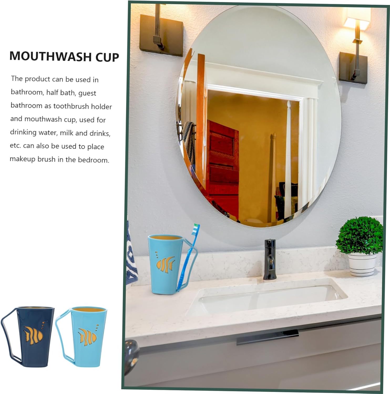 Cabilock 2 Pcs Brush and Wash Cup for Bathroom and Kitchen