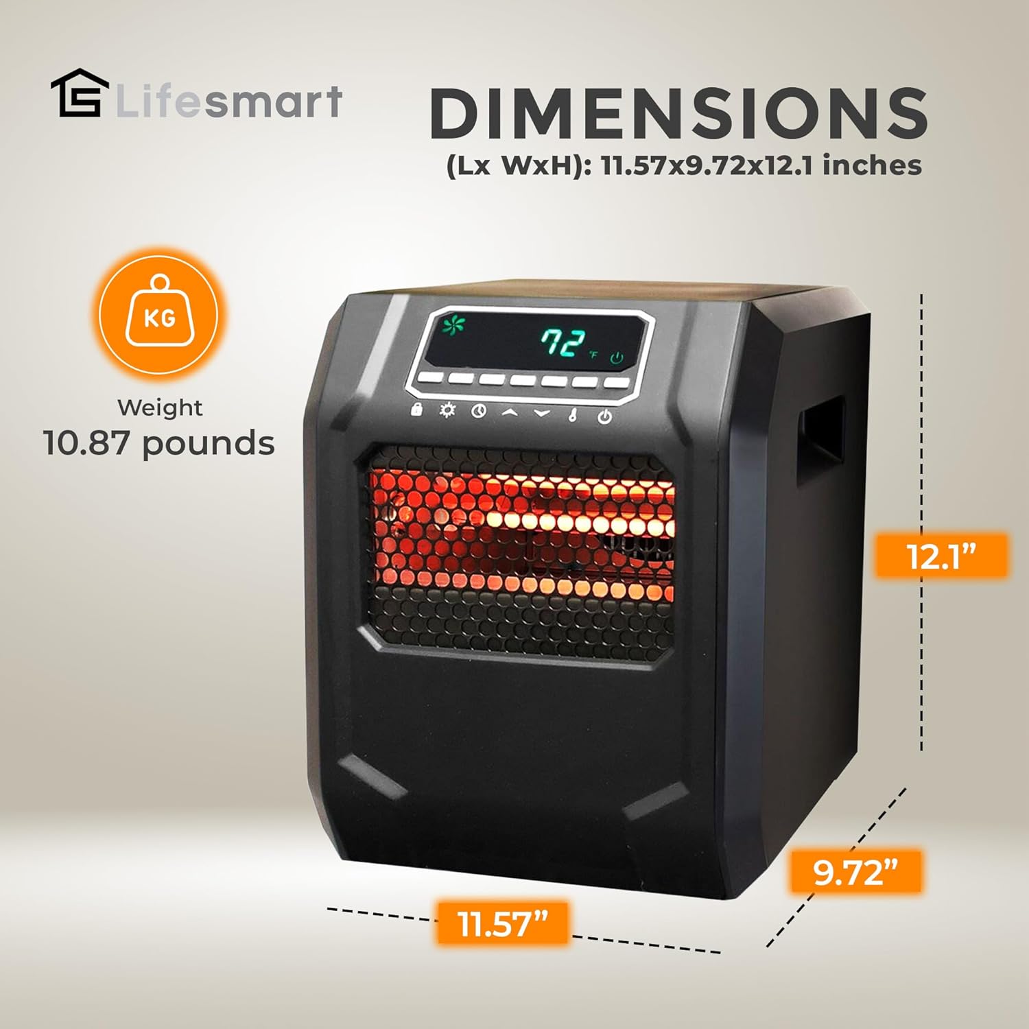 LifeSmart Infrared Quartz Space Heater 1500W Black