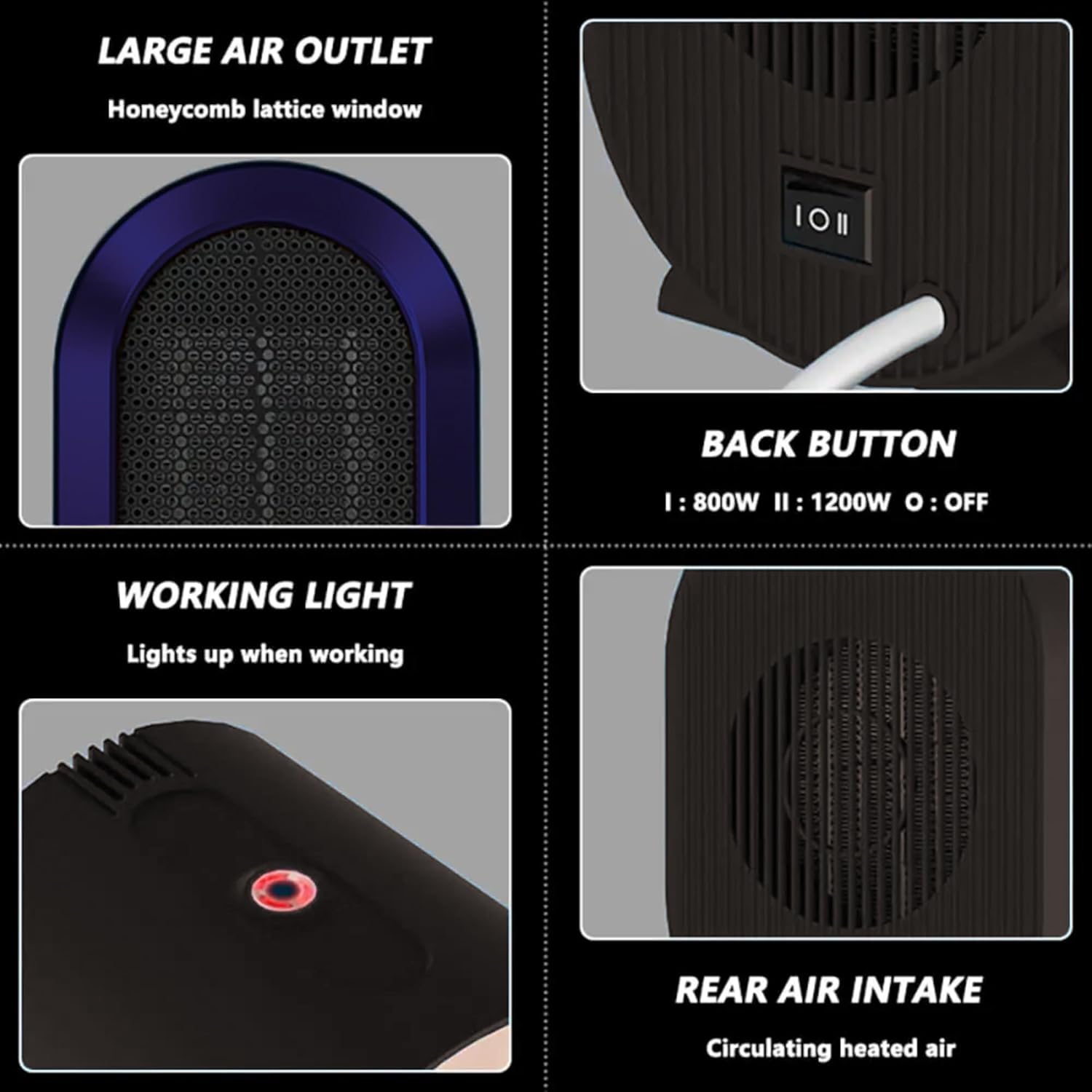 Huihong Matte Purple Electric Space Heater with Thermostat