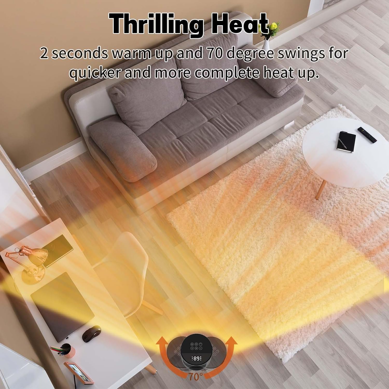 QOWETU 1500W Quiet PTC Ceramic Space Heater with Remote