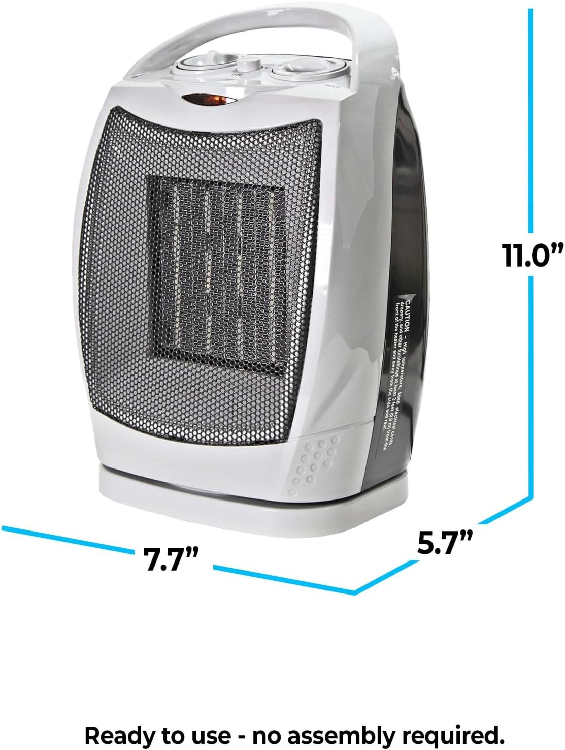 Comfort Zone Oscillating Electric Space Heater with Adjustable Thermostat and Safety Features