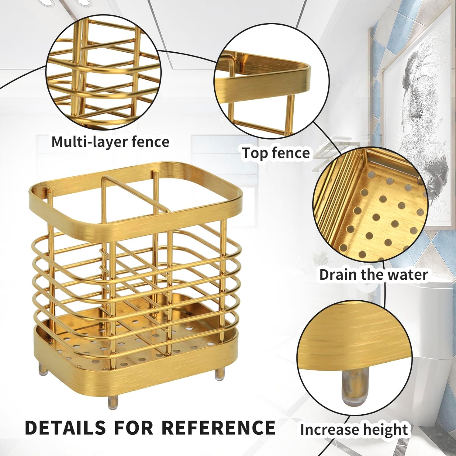Snailhouse Wall Mount Toothbrush Holder - Gold Stainless Steel