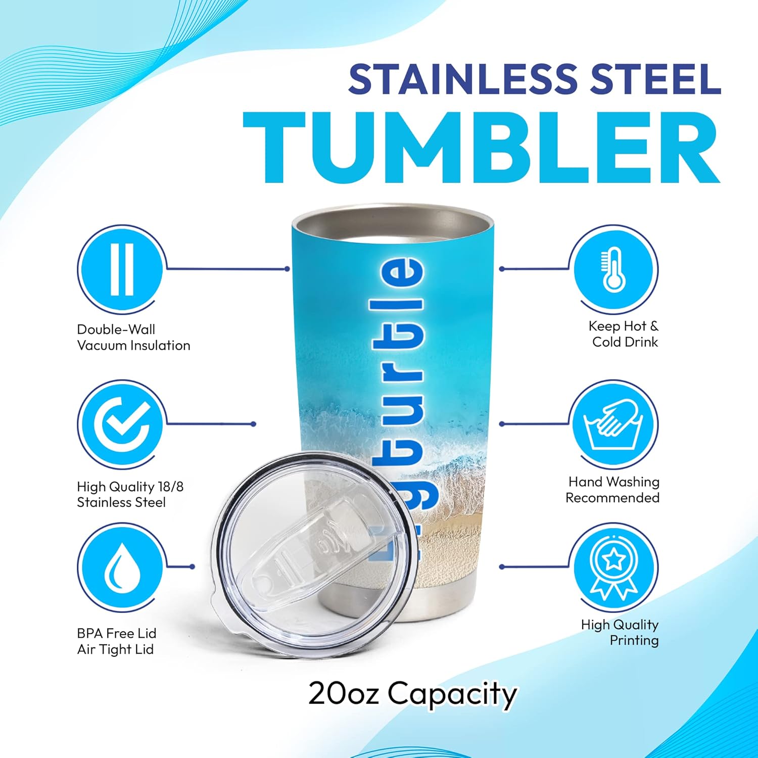 Hyturtle 20oz Stainless Steel Heart Print Tumbler For Her
