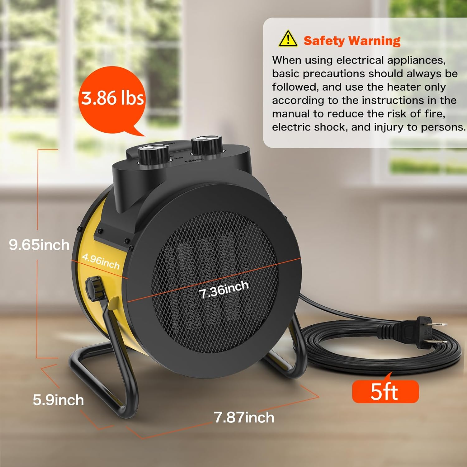 Elevoke 1500W PTC Electric Space Heater with 90 Adjustable Angle