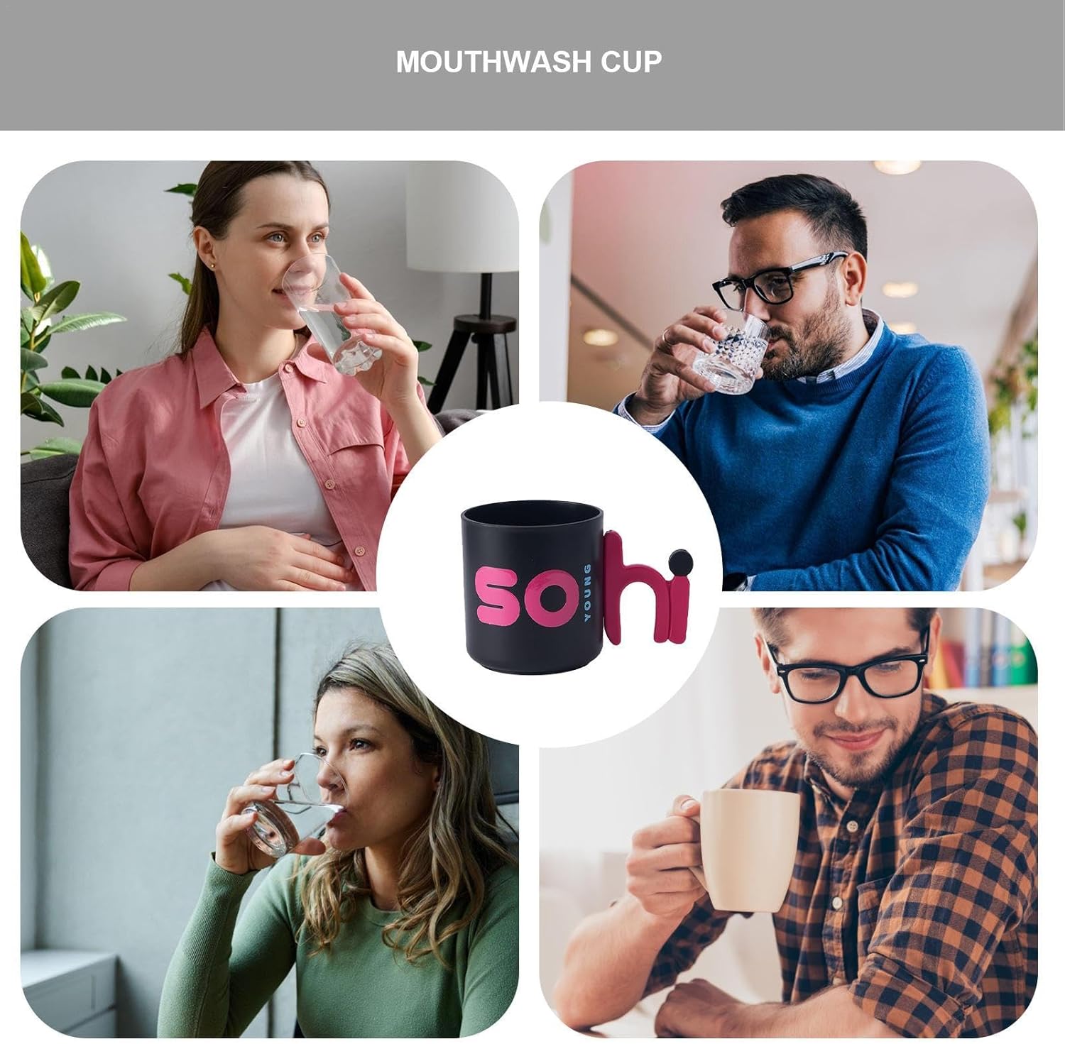 Reusable Mouthwash Cup with Fun Letter Design