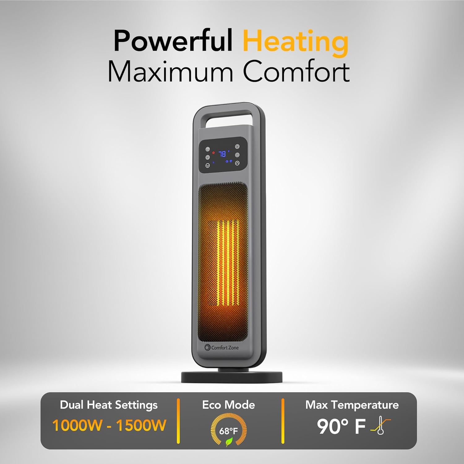 Comfort Zone 26-Inch Tower Space Heater with Remote Control