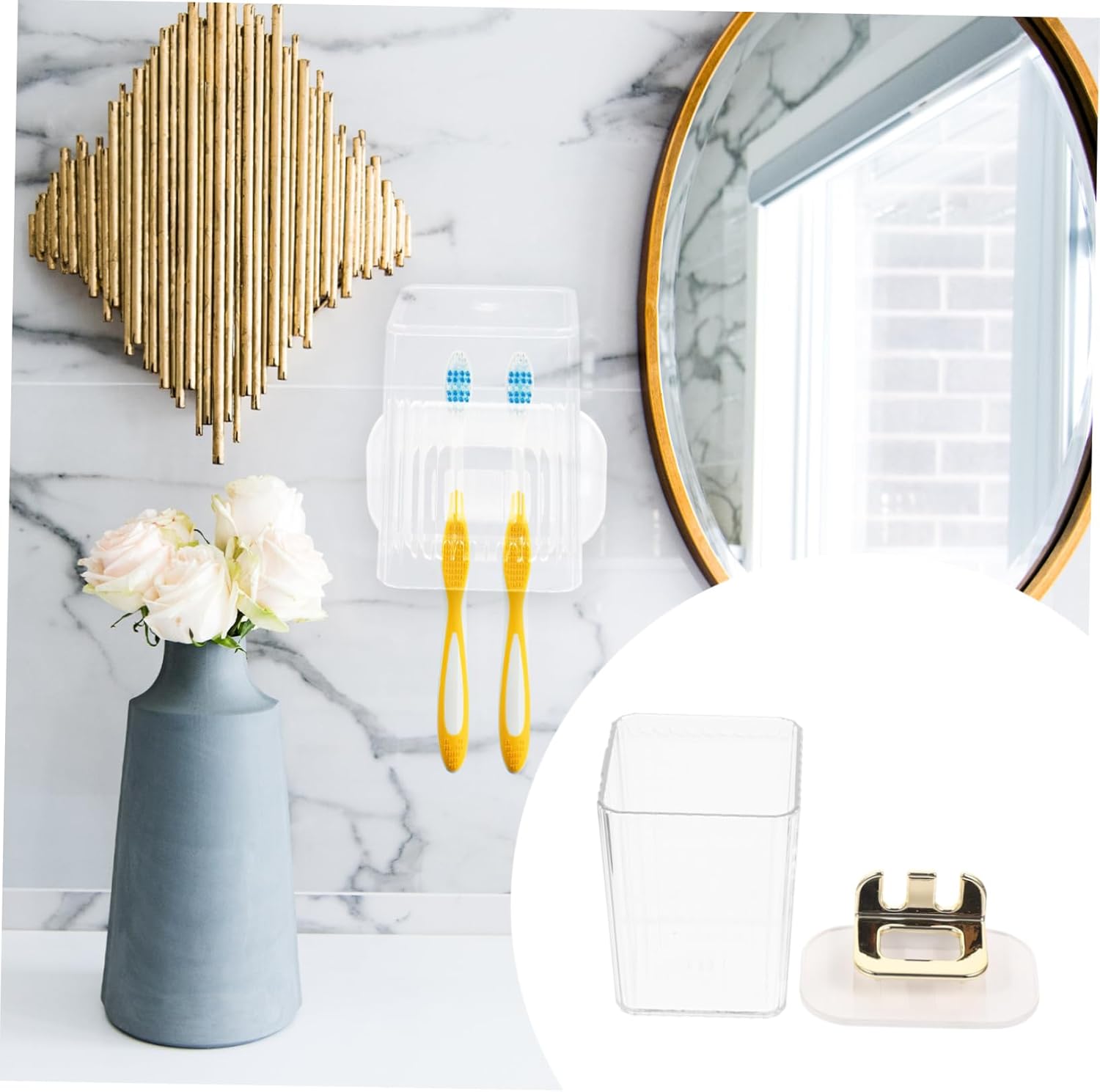 PRETYZOOM Wall Mounted Toothbrush Holder Set 1