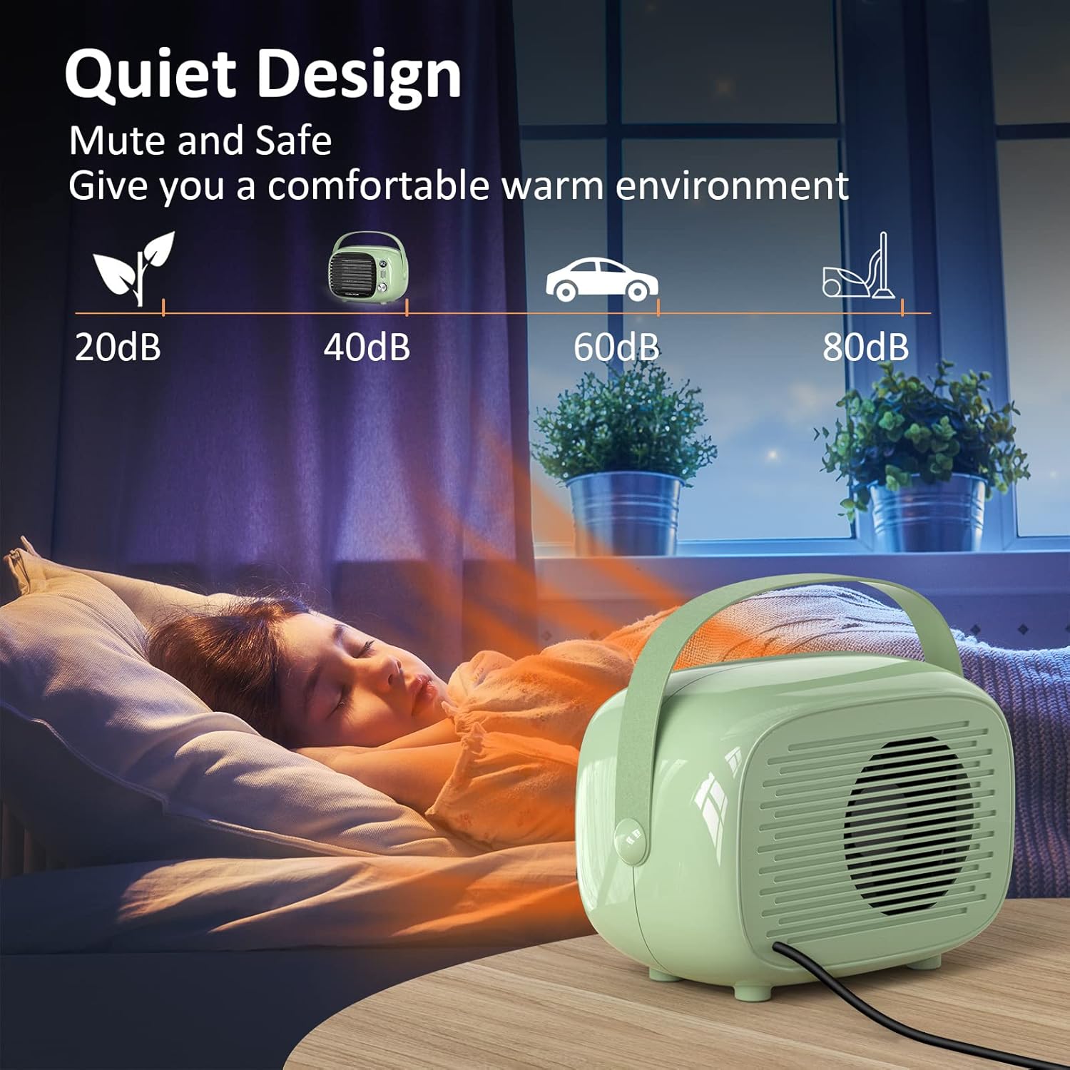 Coolfor Space Heater with Temperature Control and Safety Features Green