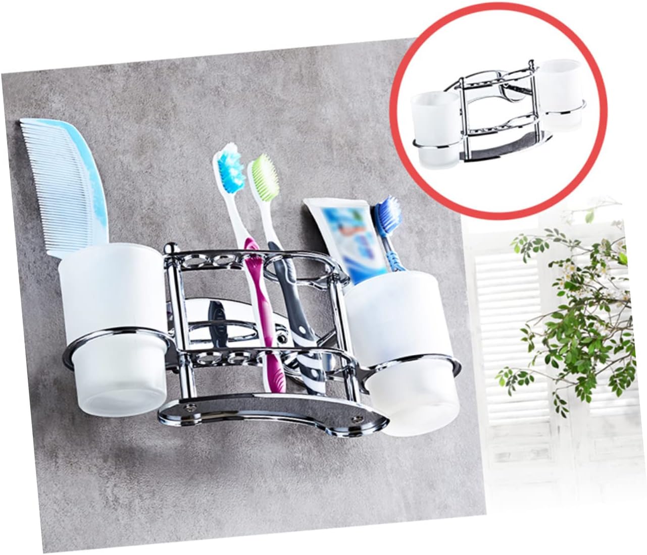 KONTONTY Wall Mounted Toothbrush Cup Holder
