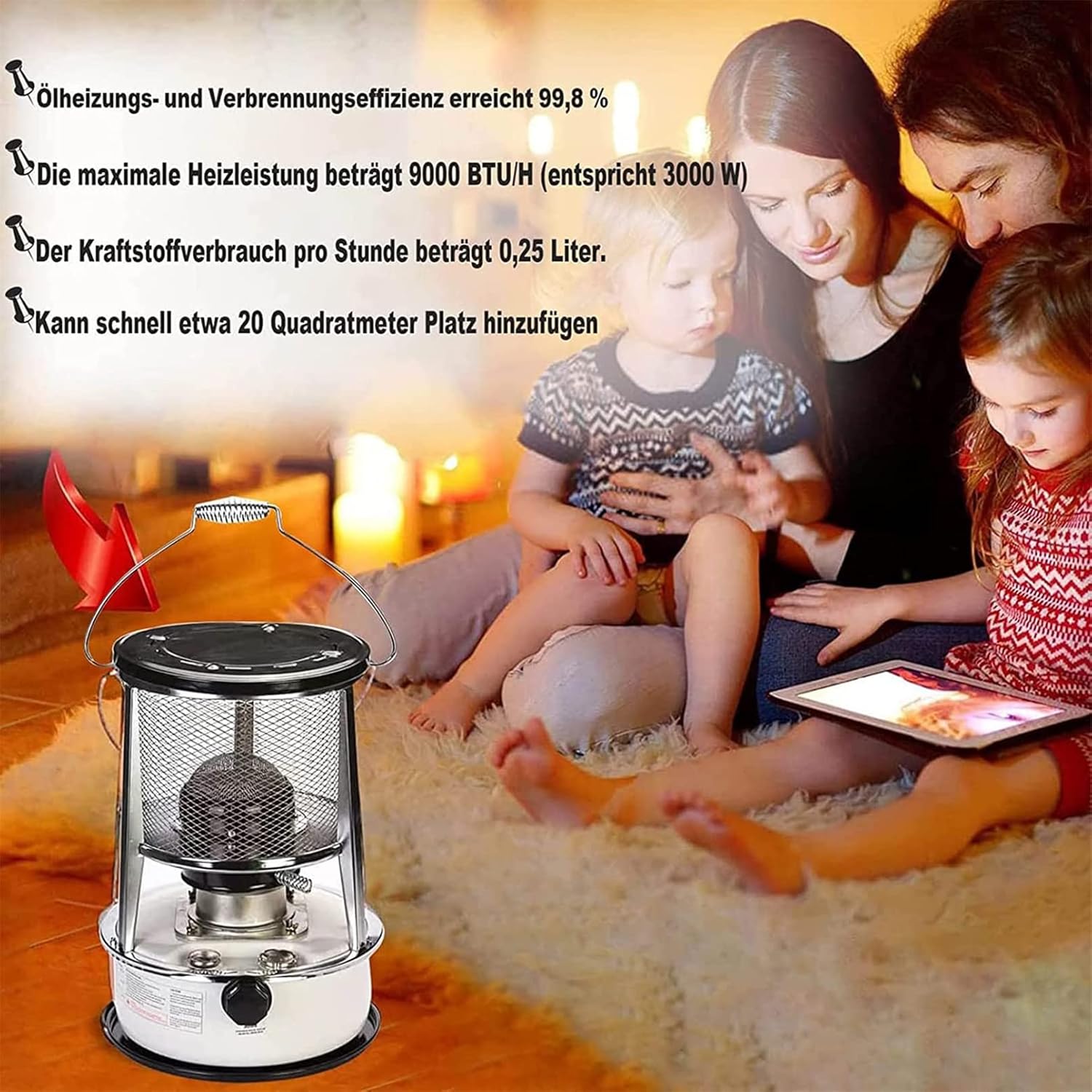 FXNFXLA Kerosene Heater 46L Portable Indoor Outdoor