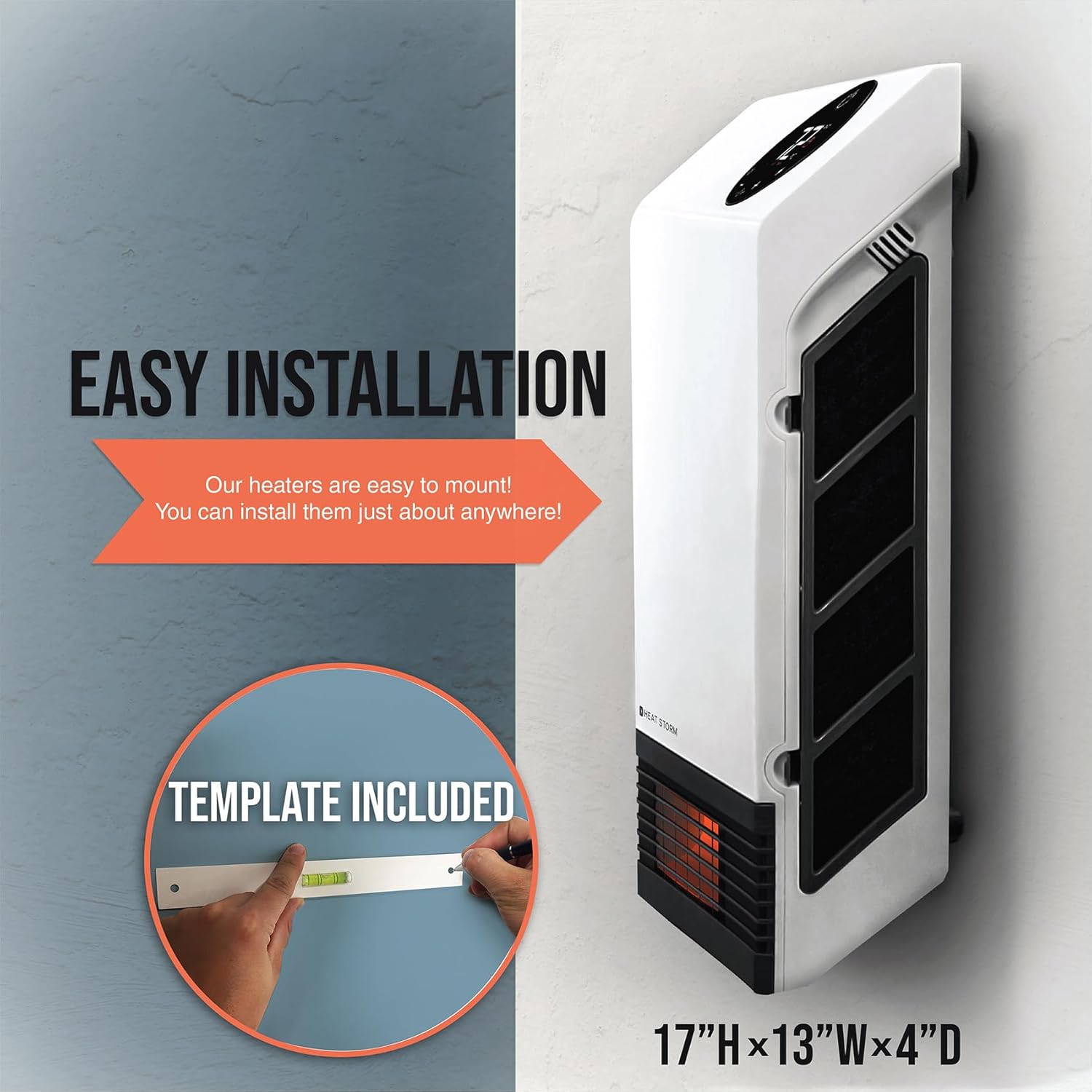 Heat Storm Deluxe 1000W Infrared Wall Heater White