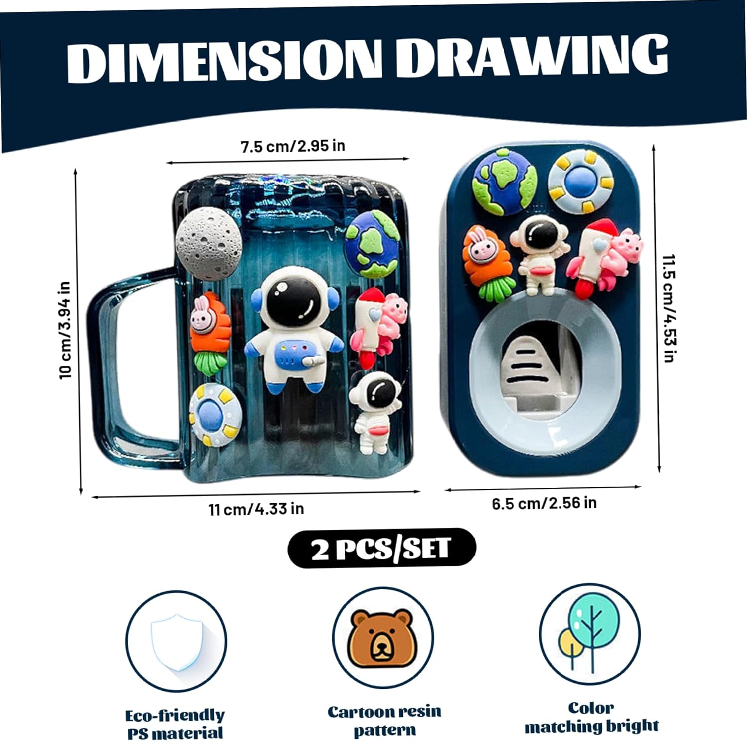 Cosmonaut Wall Toothbrush Holder for Kids