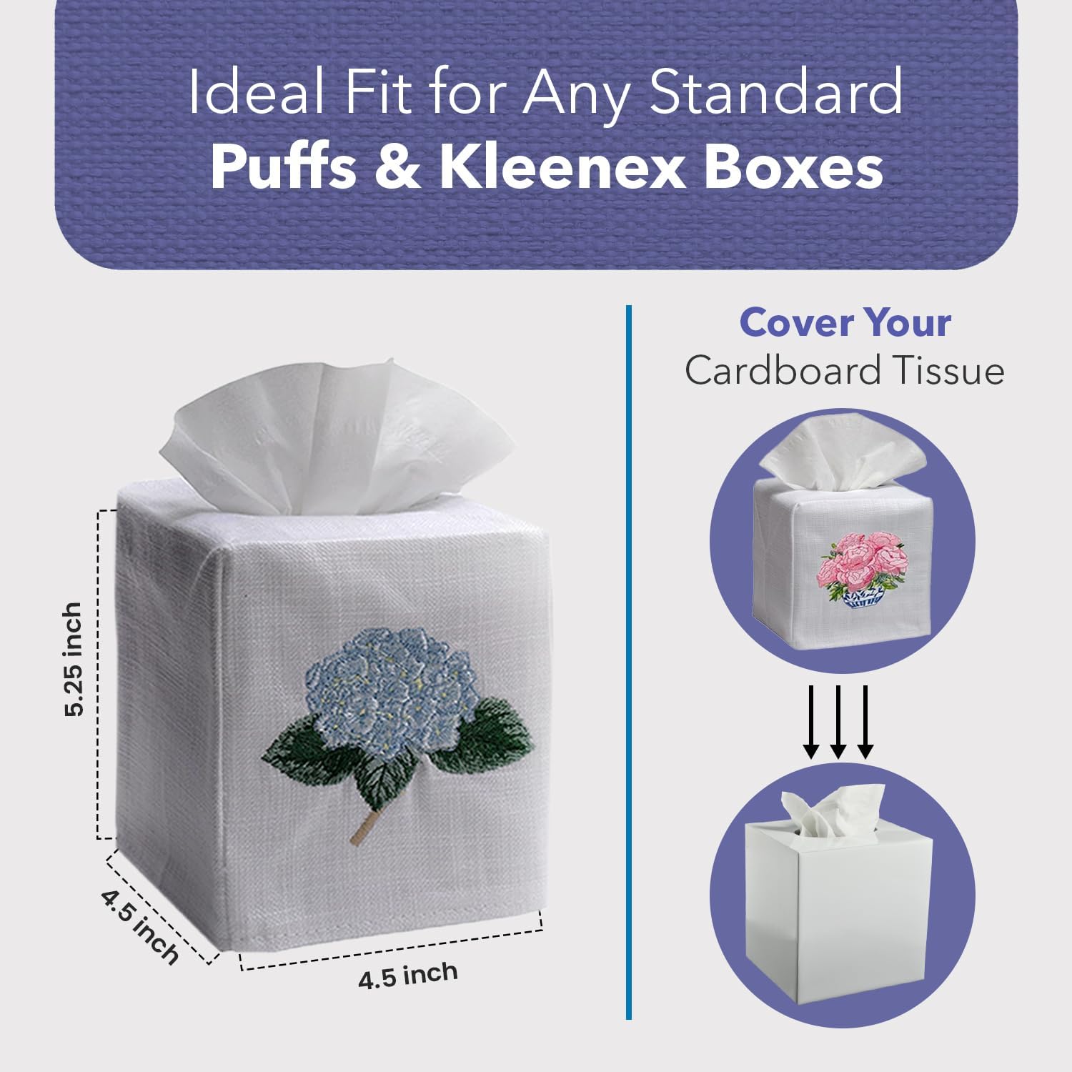 Jacaranda Living Square Tissue Box Cover with Animal Design