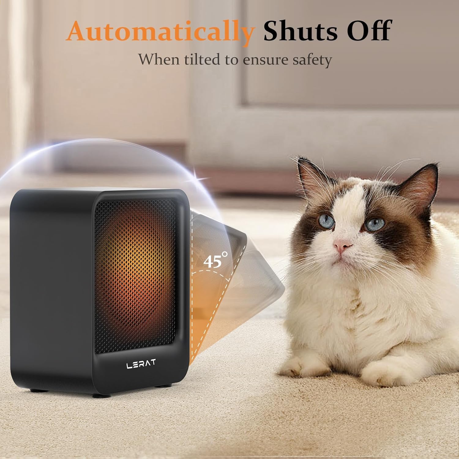 Lerat 500W Electric Space Heater with 2 Speeds Black