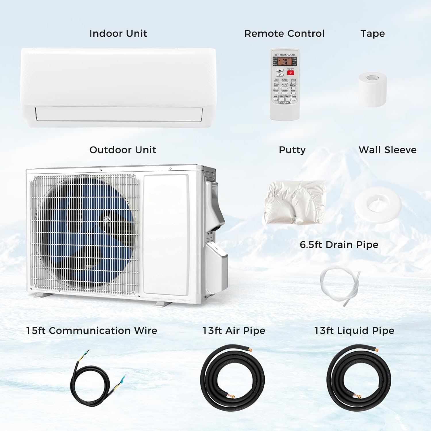 DORTALA 12000 BTU Mini Split AC Unit with Heater White