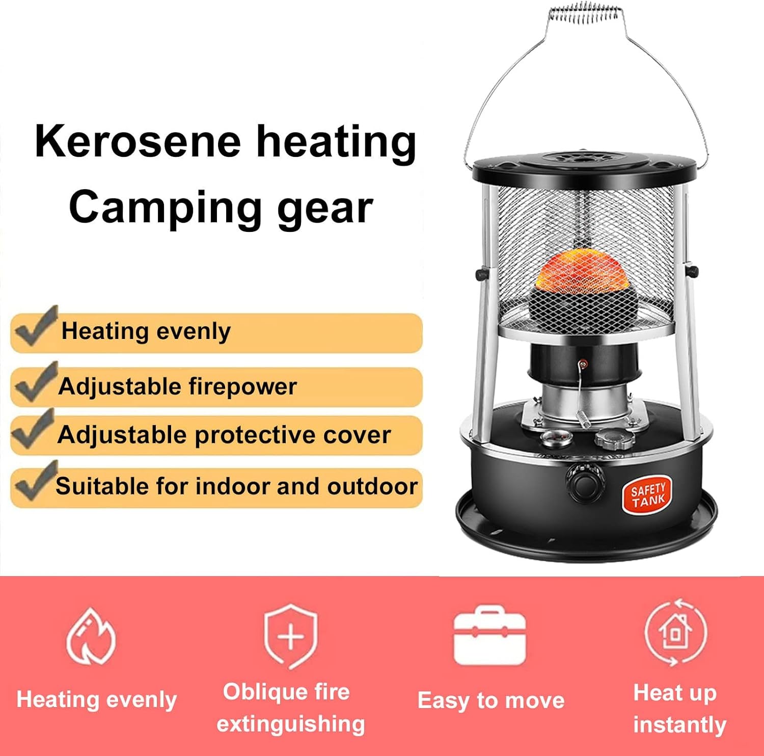 MMLeYN Kerosene Heater Stove with Adjustable Height and Flame Control