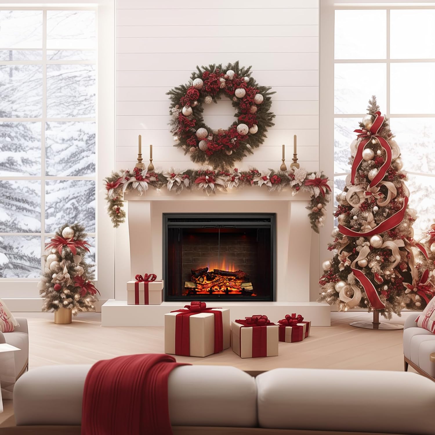 PuraFlame Klaus Electric Fireplace Insert with Fire Crackling Sound
