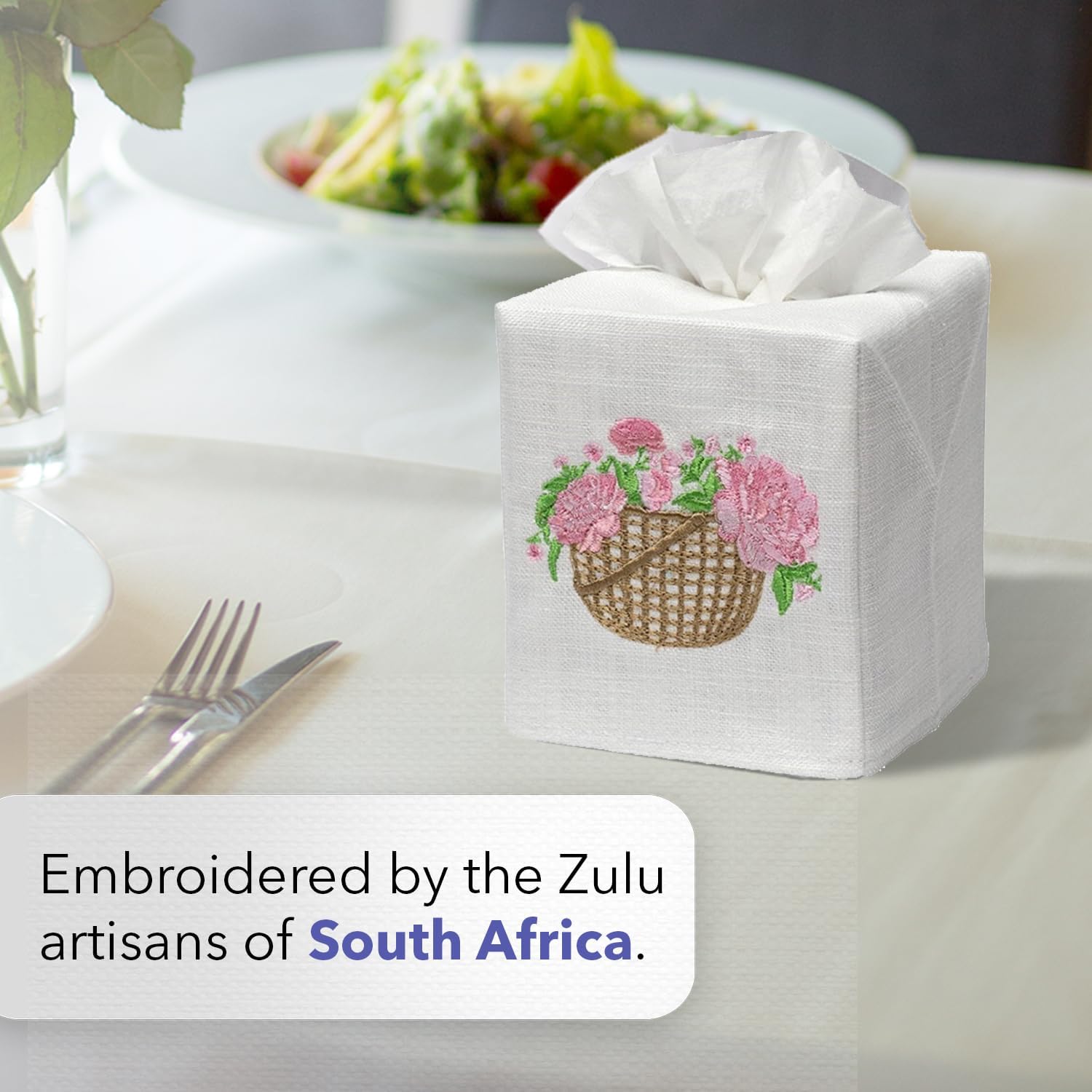 Jacaranda Living Square Tissue Box Cover with Animal Design