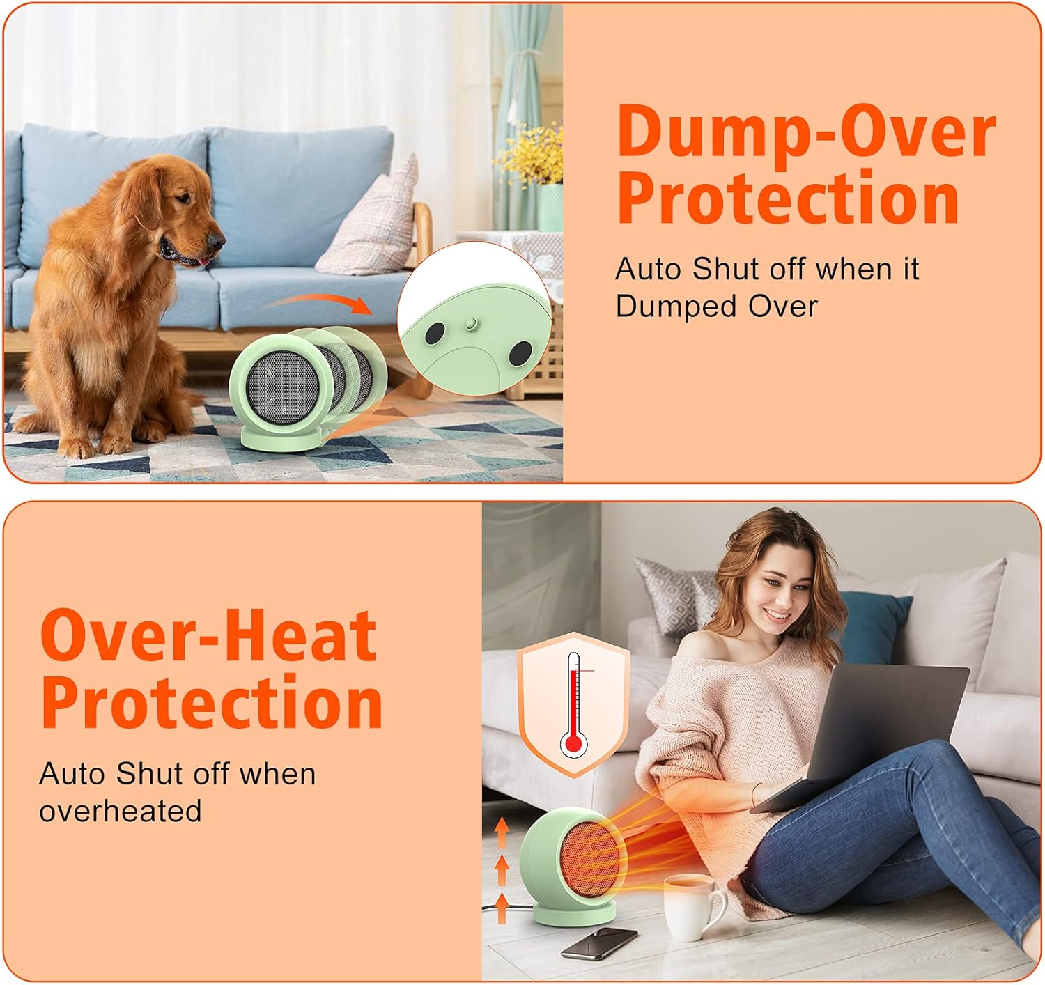 Coolfor PTC Ceramic Space Heater - High Output for Home Bedroom Office