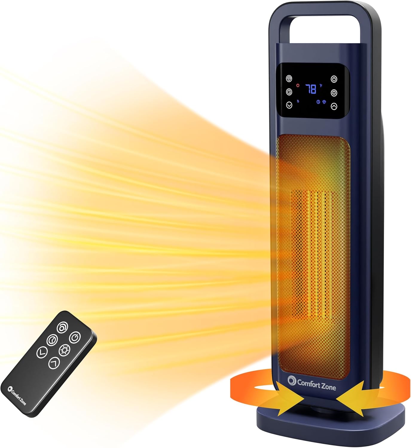 Comfort Zone 26-Inch 1500W Tower Space Heater with Remote Control