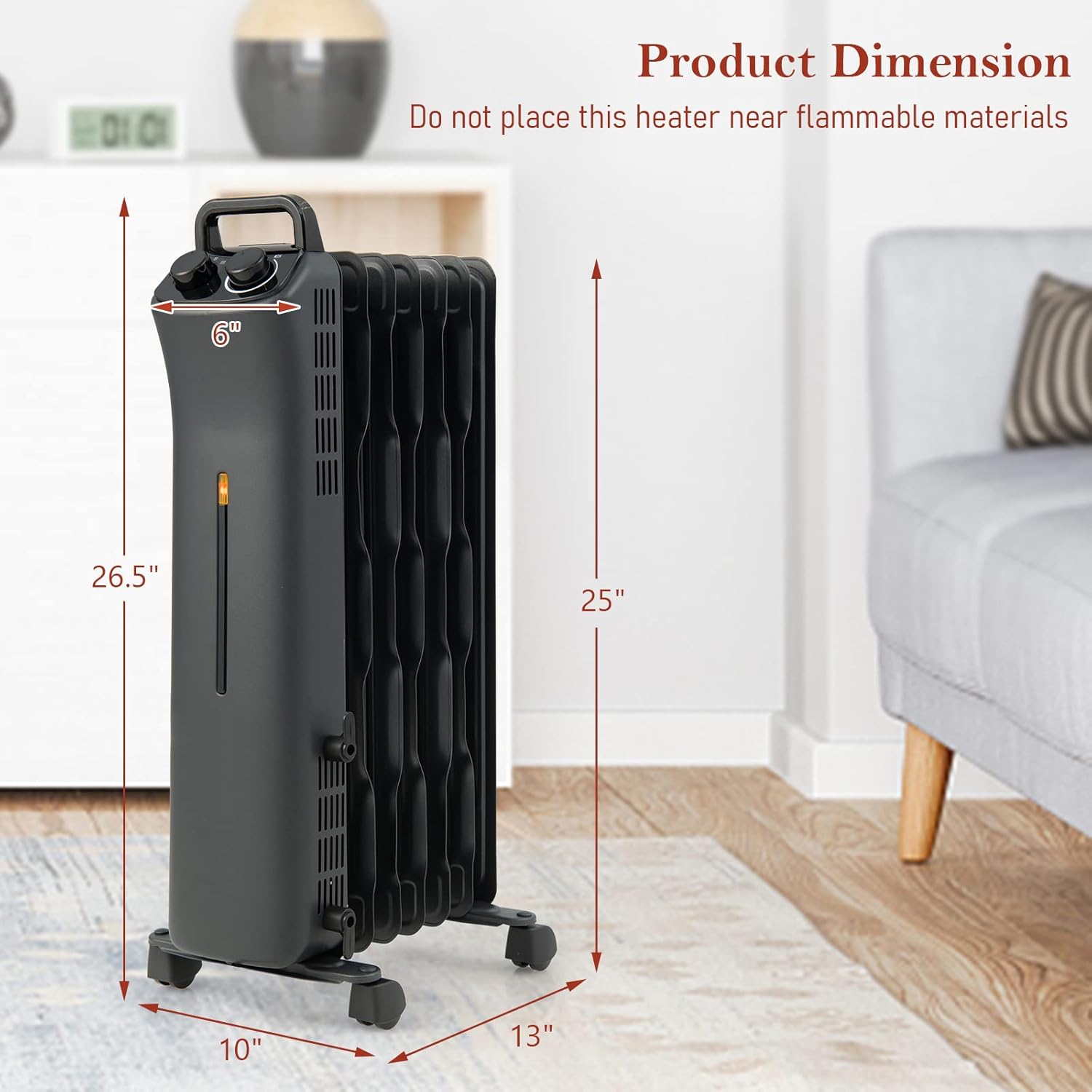 Tangkula 1500W Oil Filled Heater with 3 Modes and Thermostat