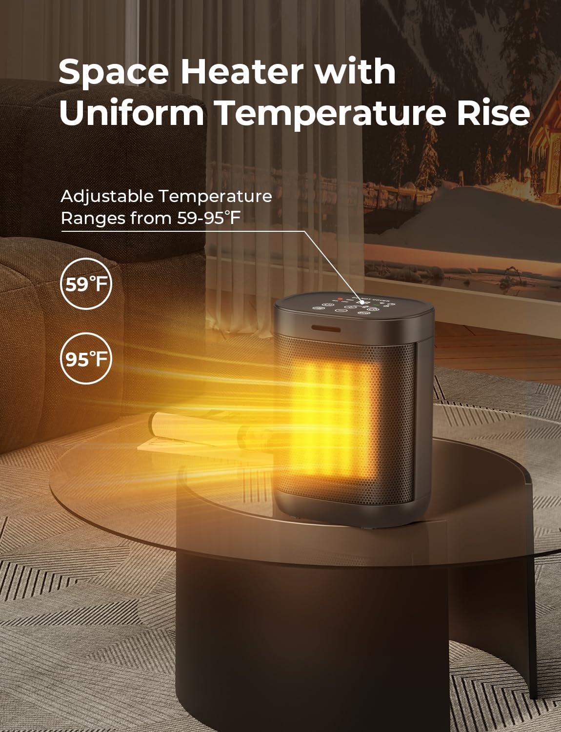 Oprunsy 1500W PTC Ceramic Space Heater with 4 Modes