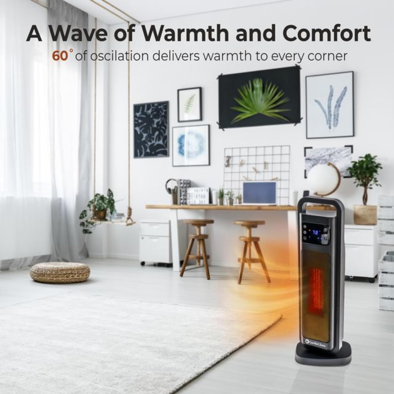 Comfort Zone 26-Inch 1500W Space Heater with Remote Control