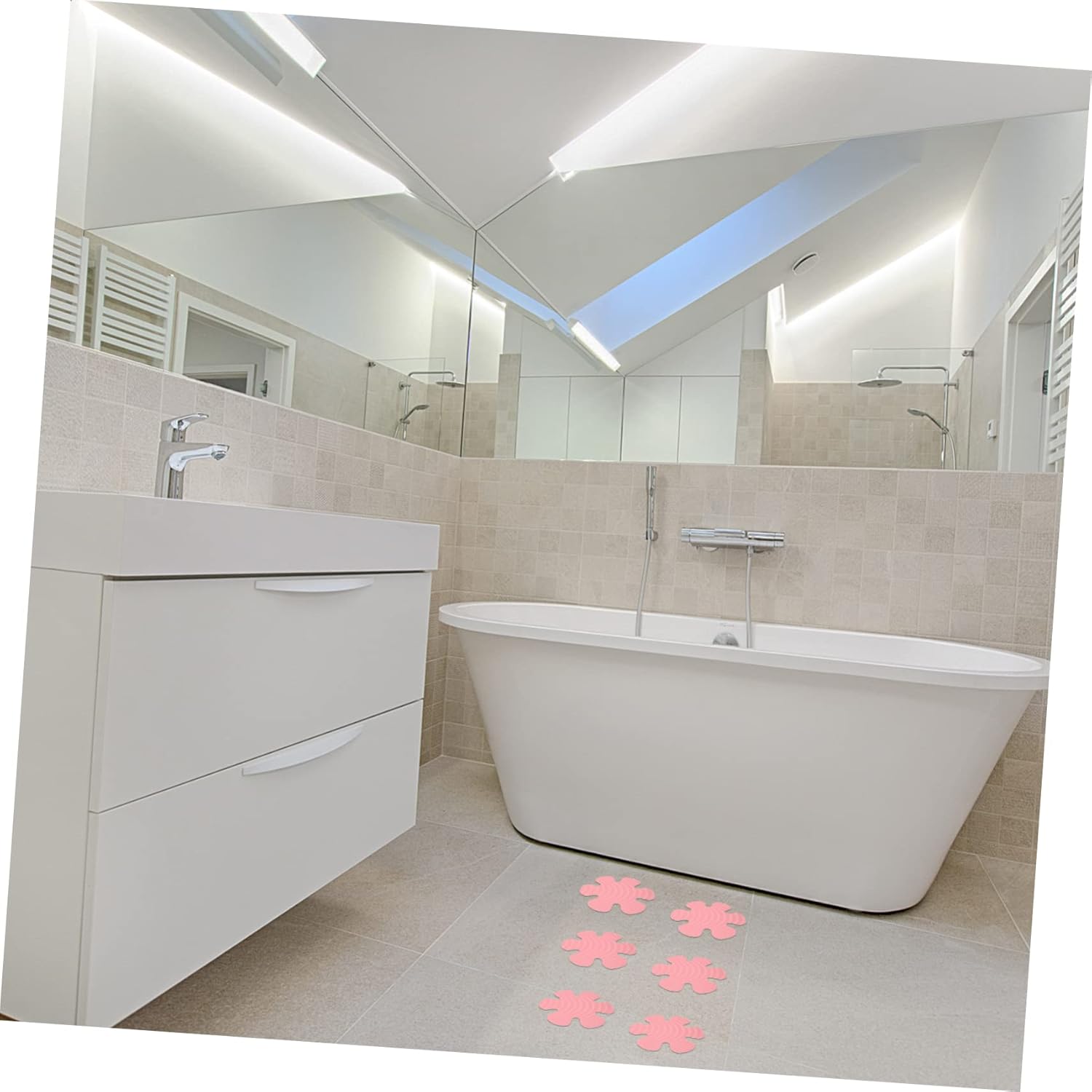 HOOTNEE 1Set Non Skid Bathtub Stickers with Scraper