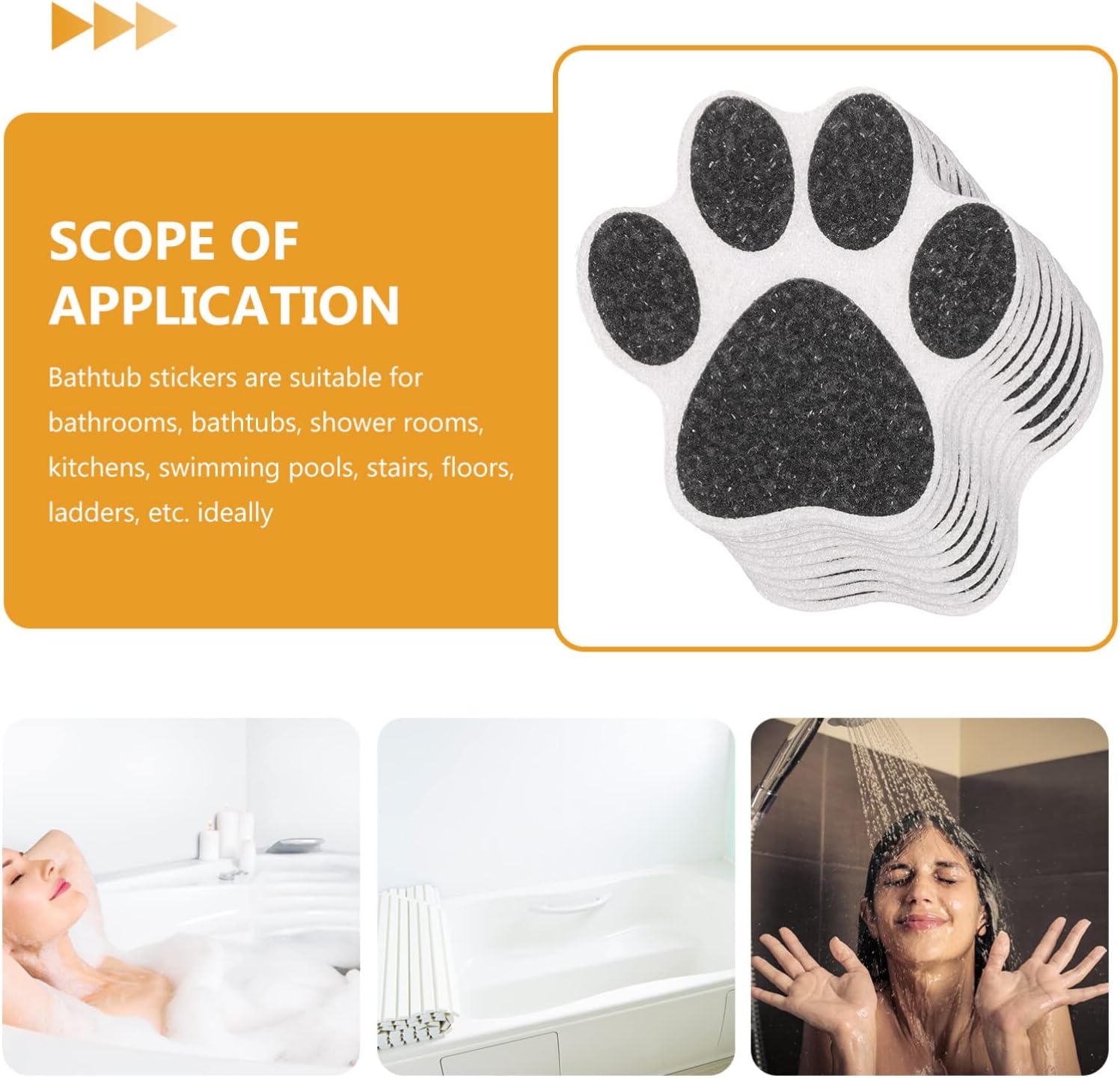 Kisangel Anti-Slip Bath Stickers 10pcs Dog Paw Design Decals