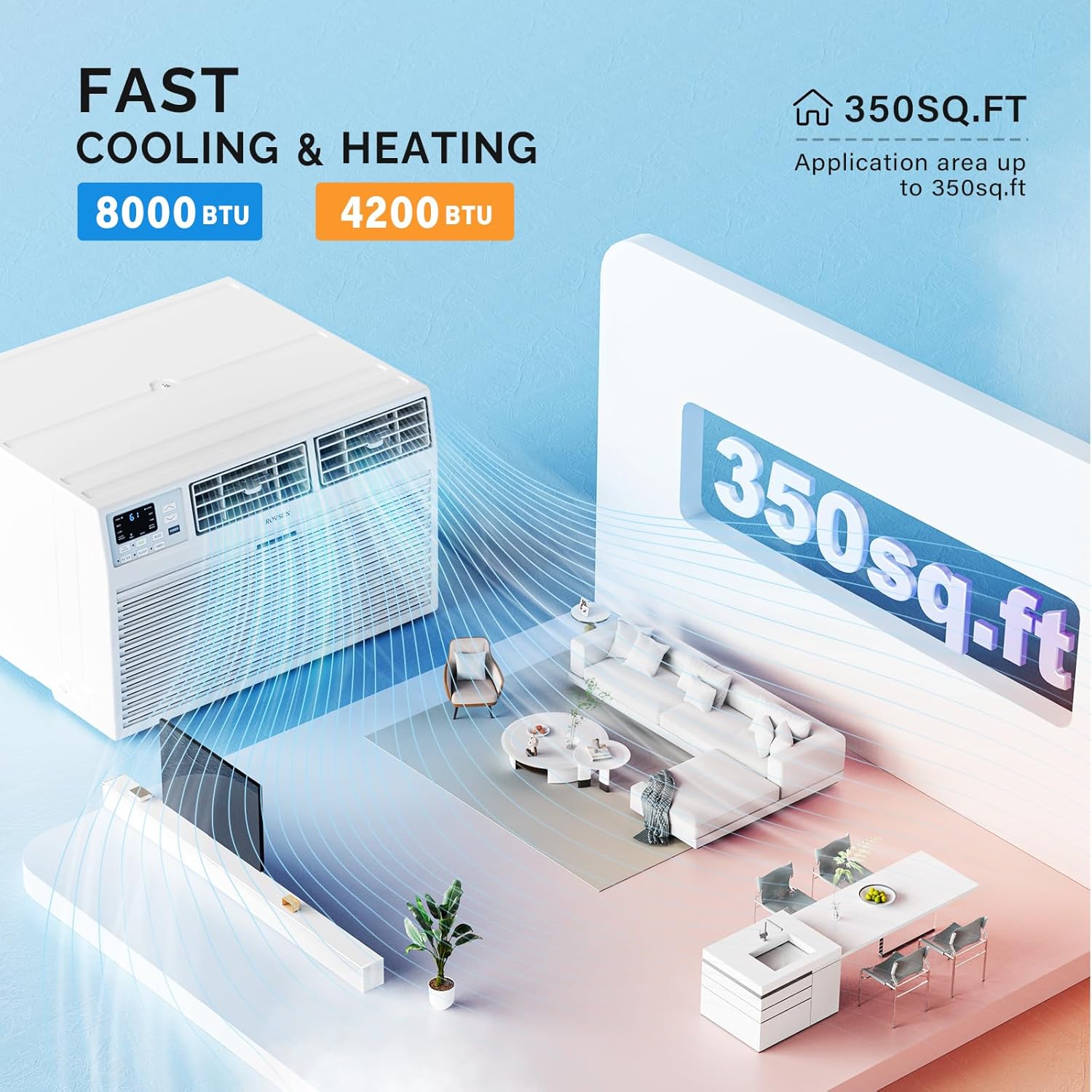 ROVSUN Smart 8000 BTU Wall AC with Heat and Voice Control