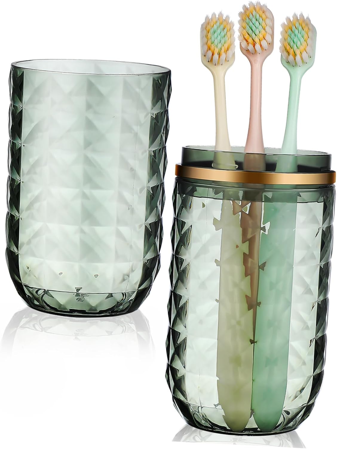 GALPADA Travel Toothbrush Holder and Mouthwash Tumbler Set