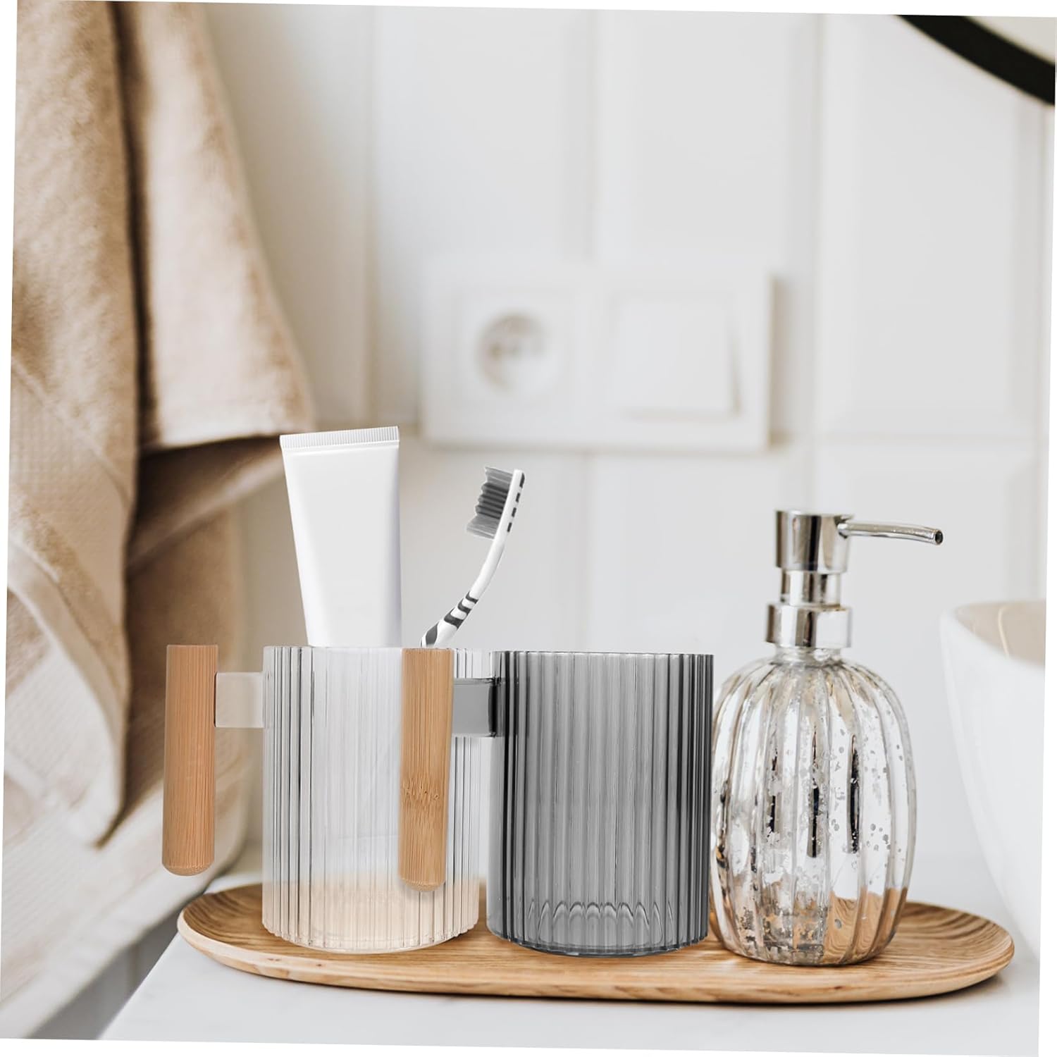 BRIGHTFUFU 4pcs Reusable Toothbrush Cup Travel Tumbler Holder
