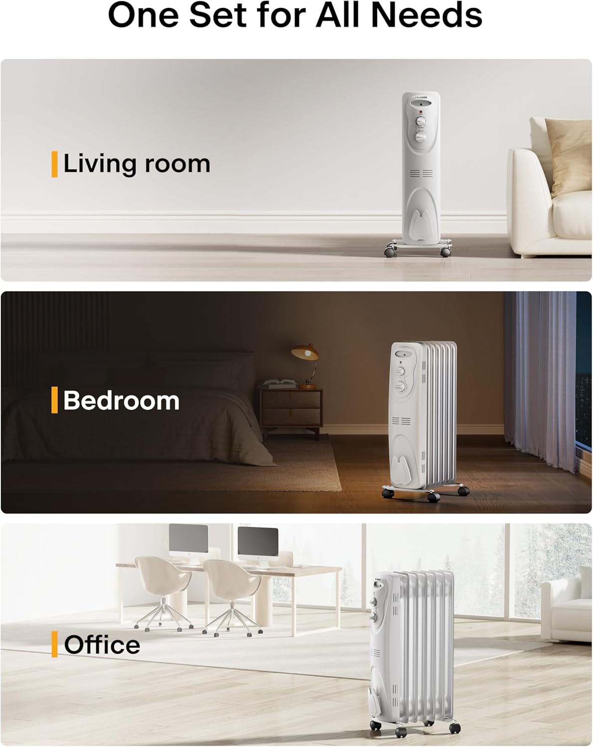 PELONIS Oil Filled Radiator 1500W Portable Full Room Heater