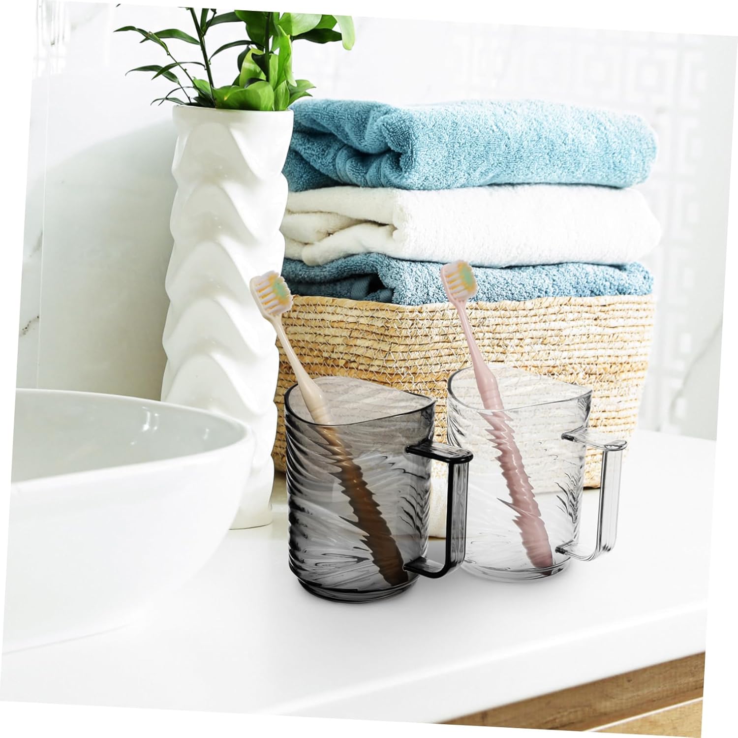NOLITOY Ergonomic Toothbrush Cup Set Reusable Travel Tumbler