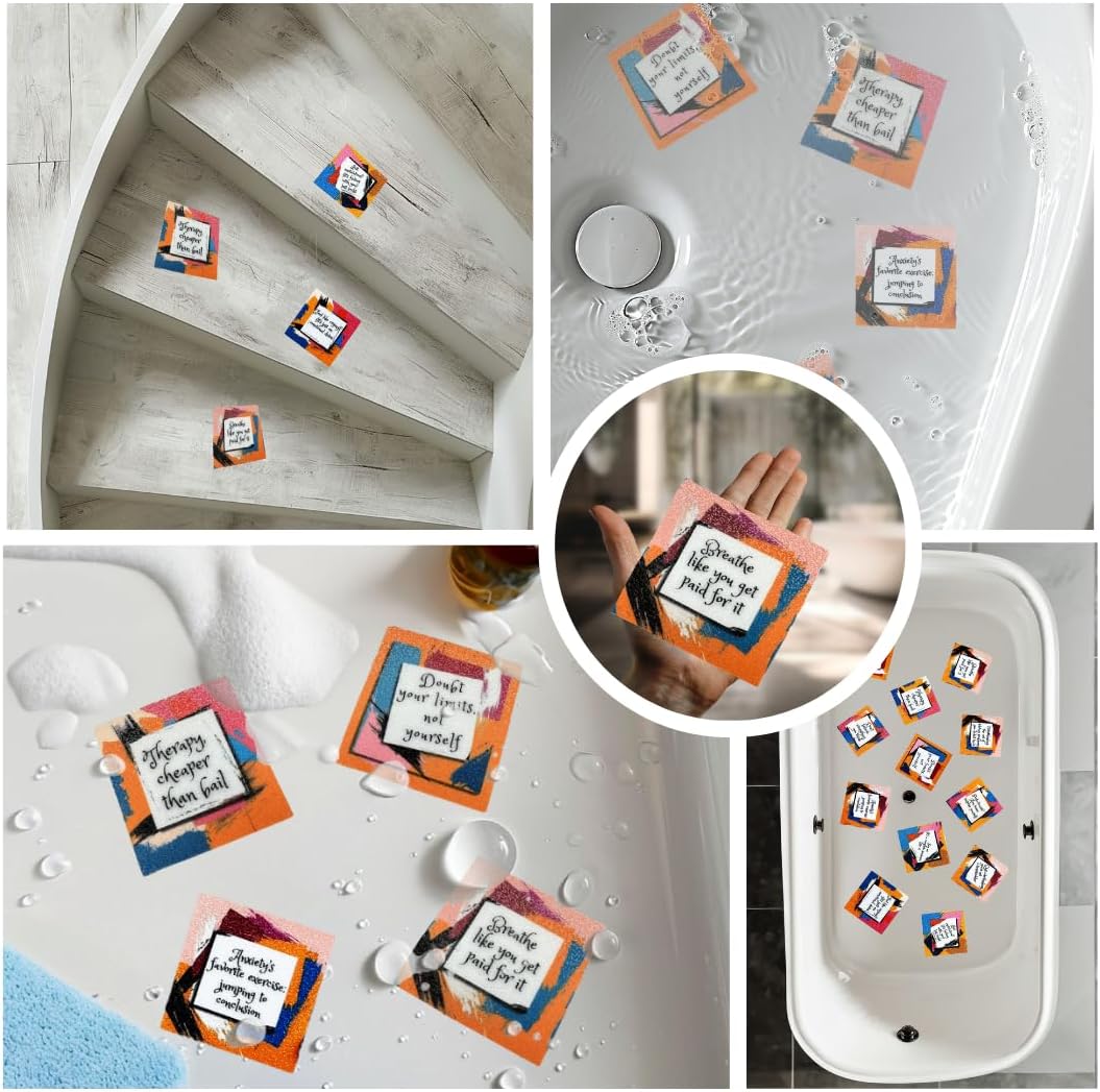 Leluca Non-Slip Bath Stickers with Affirmations - 12PCS