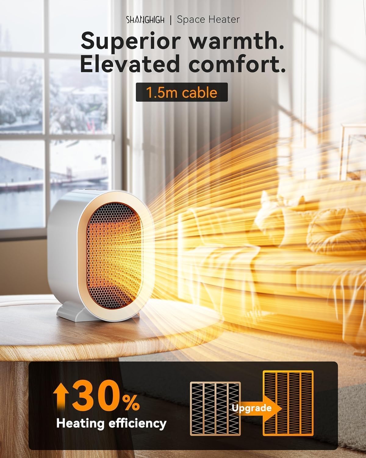 QQT Electric Space Heater Portable with Two-Speed and Safety Features