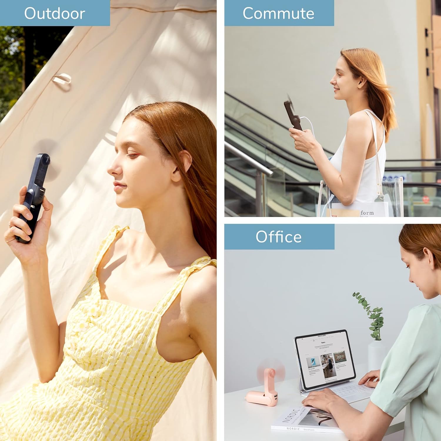 JISULIFE 3 In 1 USB Fan with Flashlight and Power Bank