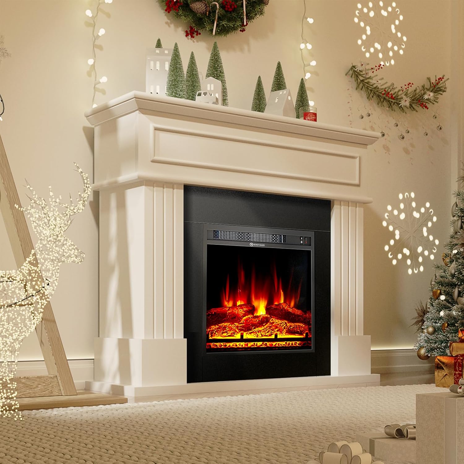 oneinmil Electric Fireplace with Mantel and TV Stand