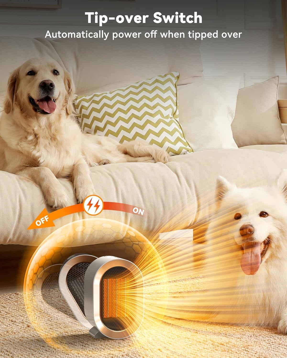 QQT Electric Space Heater Portable with Two-Speed and Safety Features