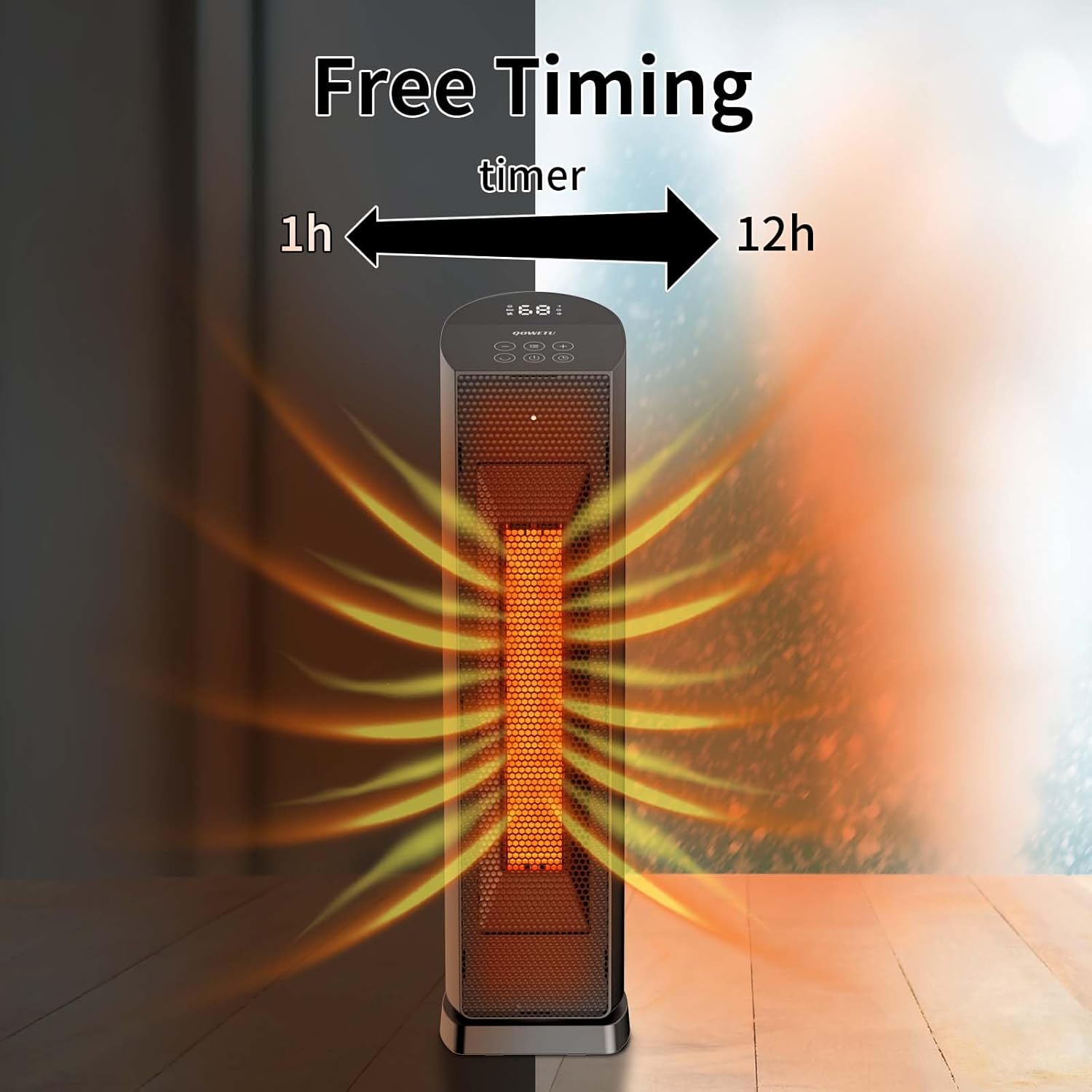 QOWETU 70 Oscillating Electric Heater with Remote Control
