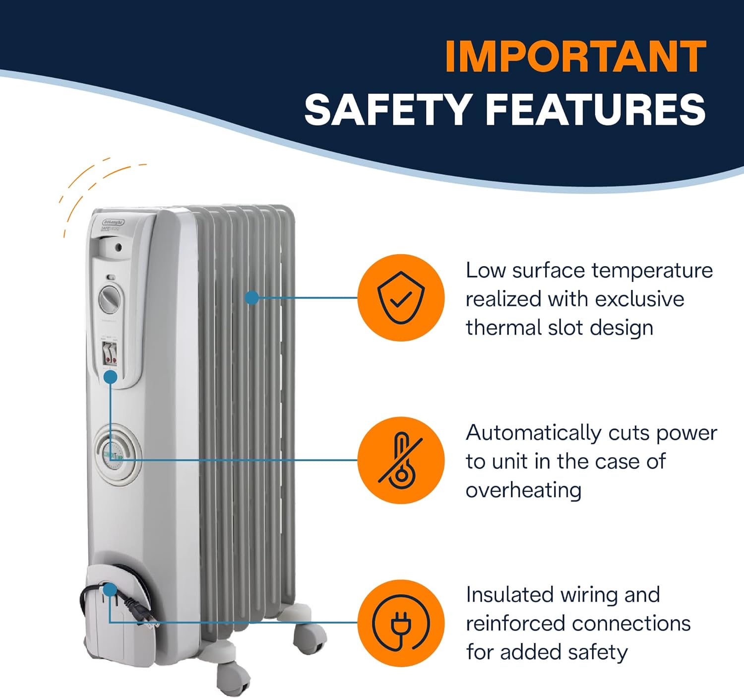 DeLonghi 1500W Oil Filled Radiator Heater with ComfortTemp