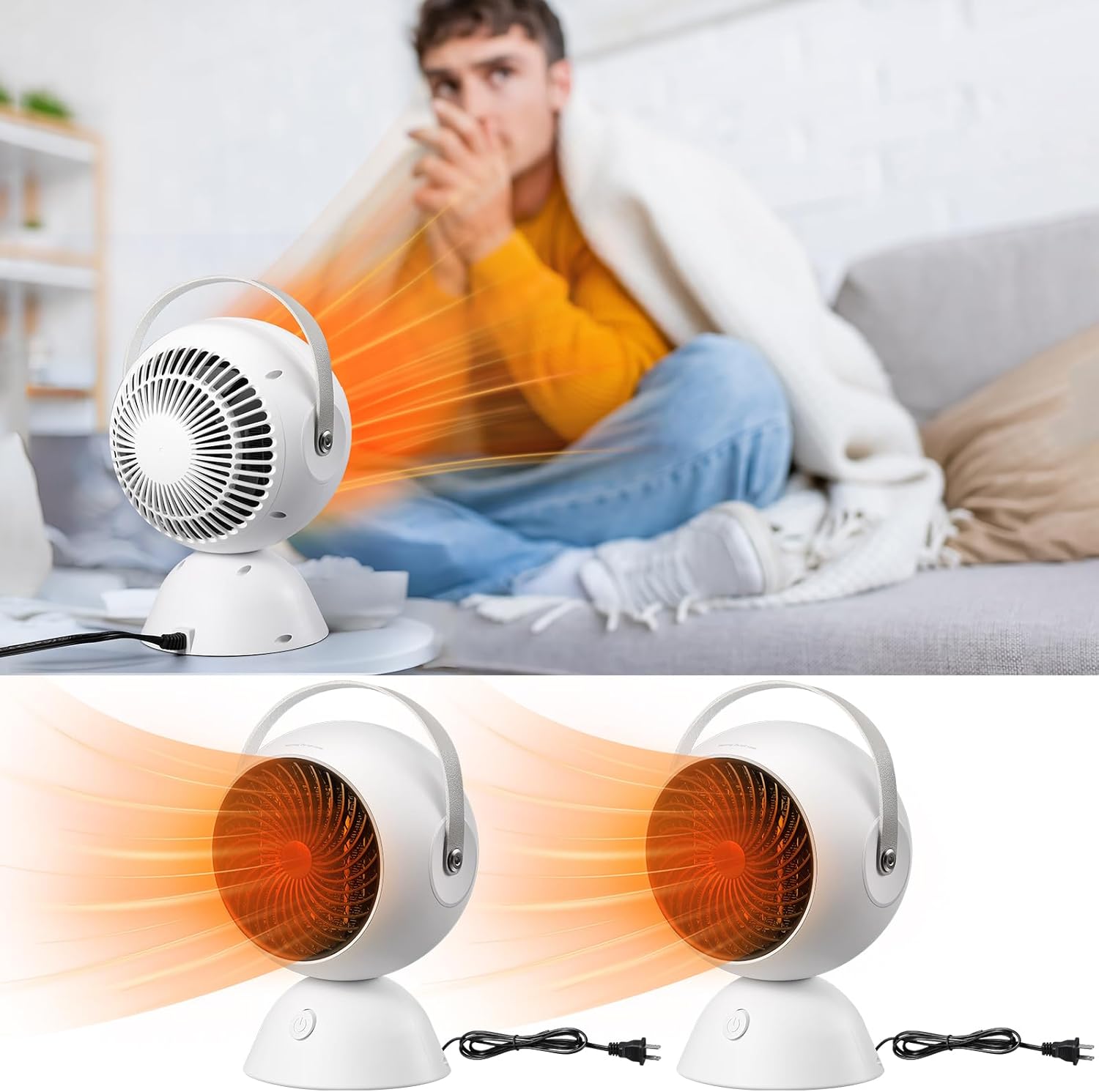 Honoson 2 Pcs 1200W Electric Ceramic Space Heater 1