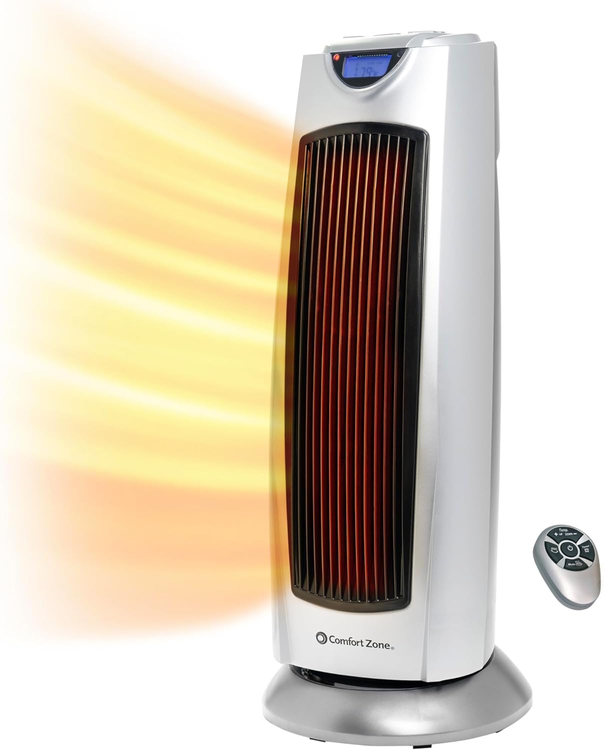 Comfort Zone 1500W Oscillating Tower Space Heater with Remote