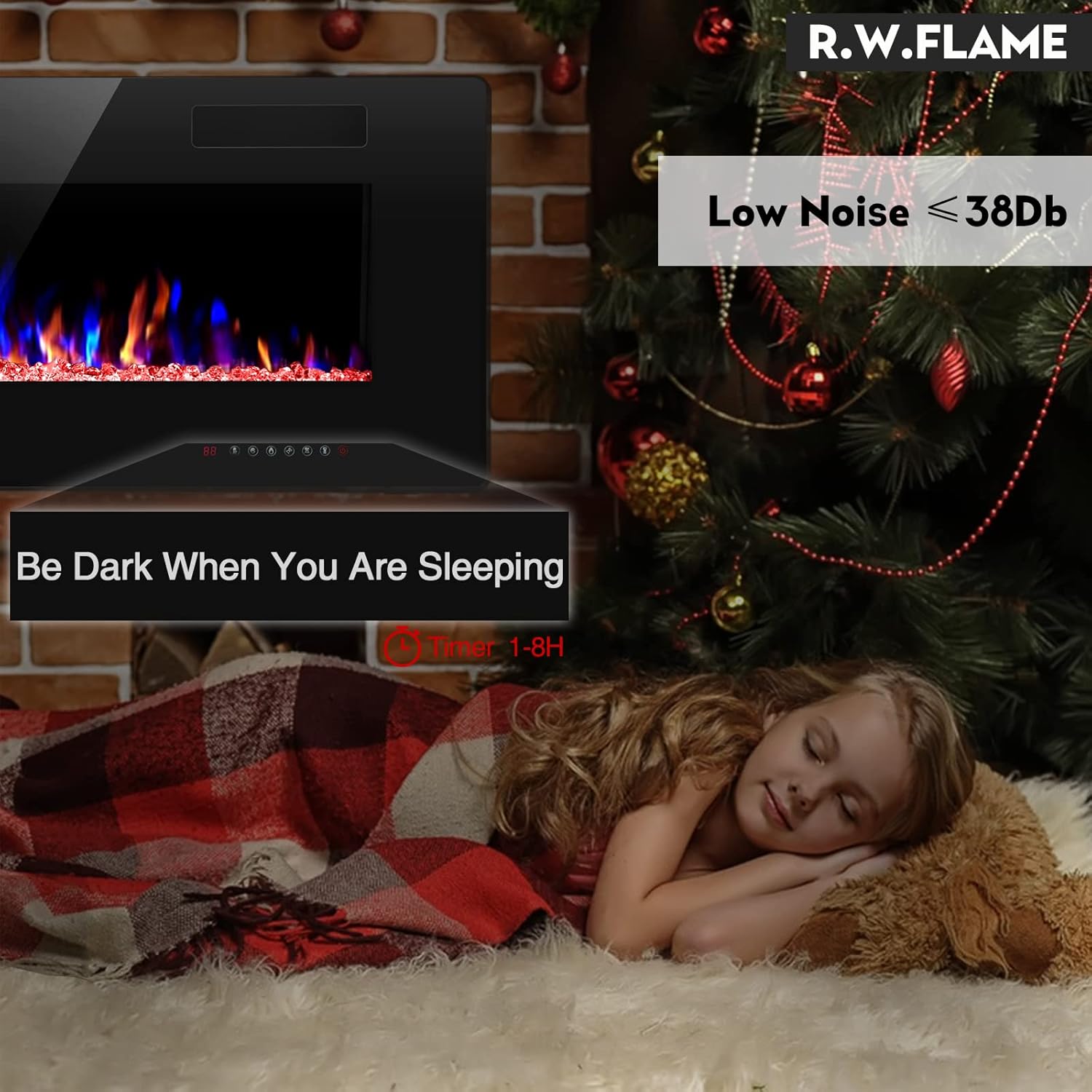 RWFLAME 50 Inch Electric Fireplace with Touch Screen and Remote