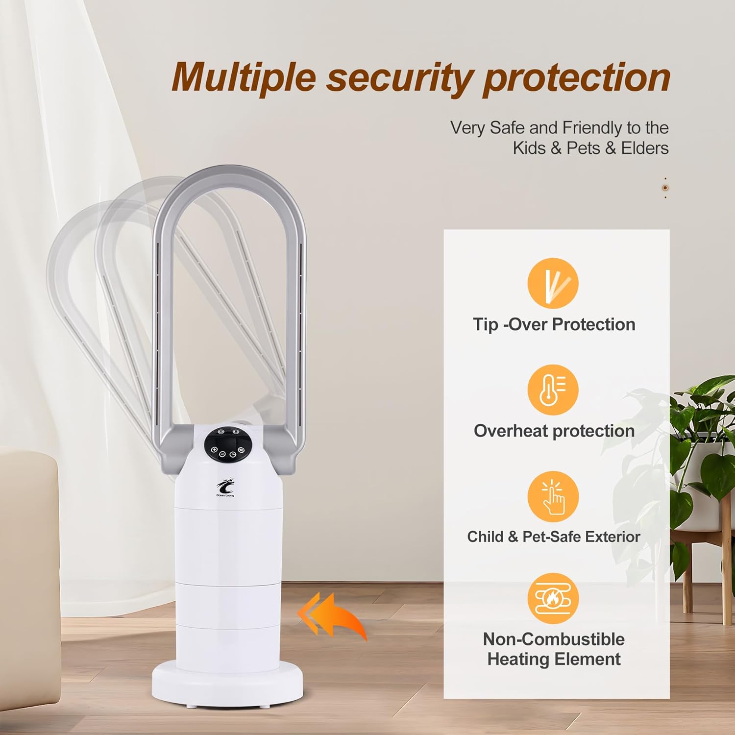 Ocean Loong 1500W Space Heater and Bladeless Fan Combo White