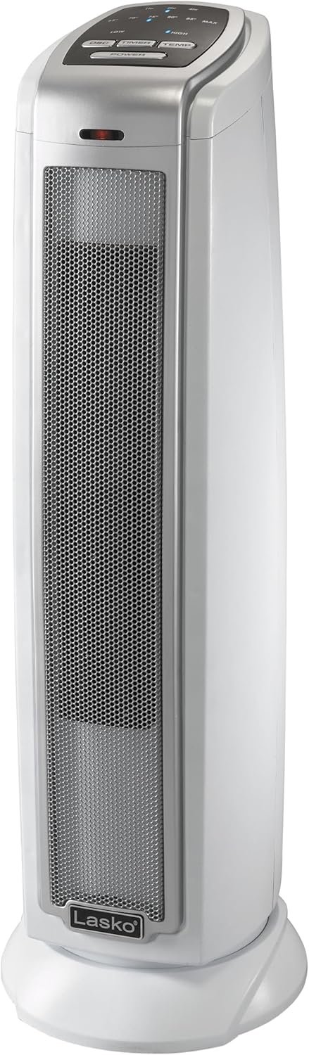 Lasko Oscillating Ceramic Tower Heater with 1500W and Overheat Protection