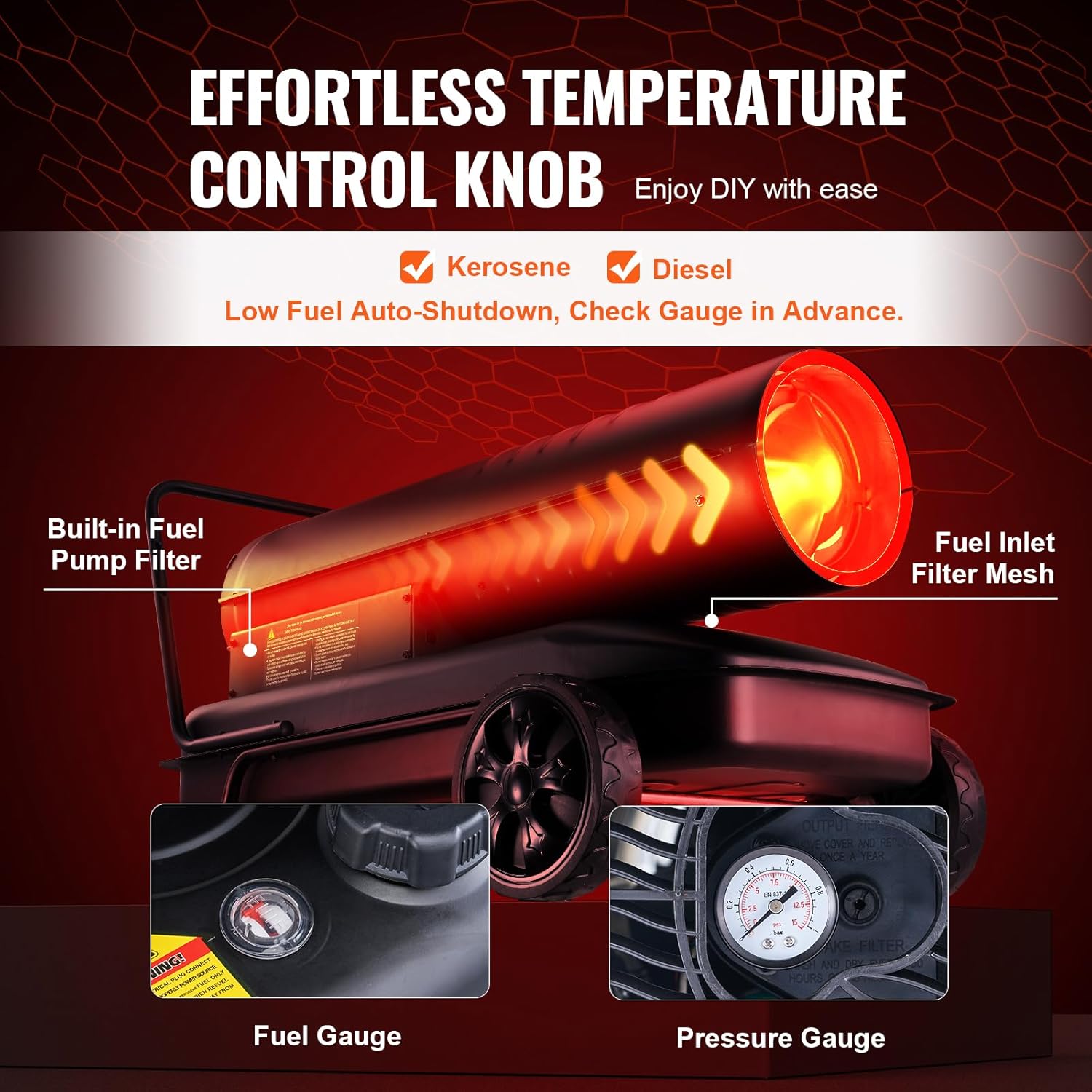 VEVOR Kerosene Heater 175000 BTU with 132 Gallon Tank
