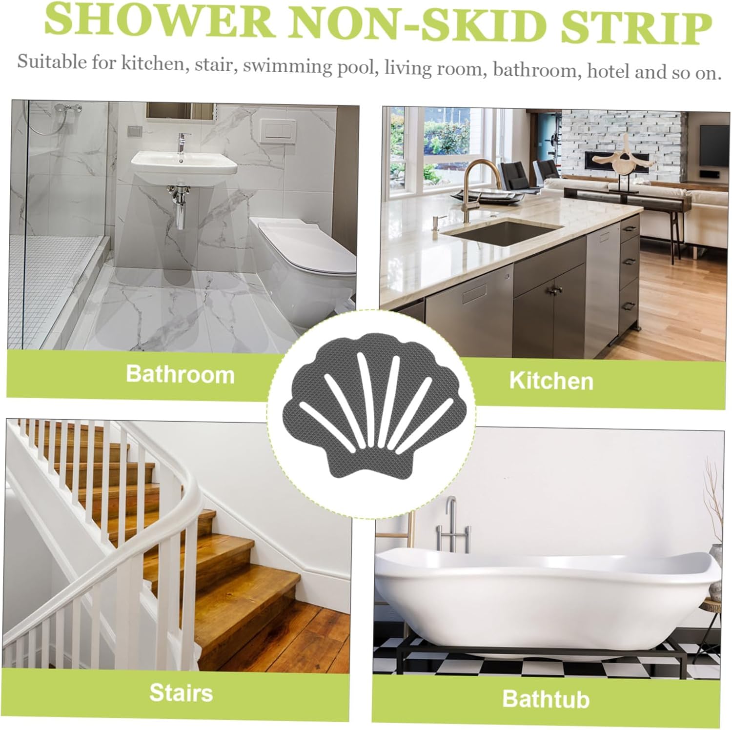 Yardenfun 30Pcs Shell Shaped Non-Slip Bathroom Skid Stickers