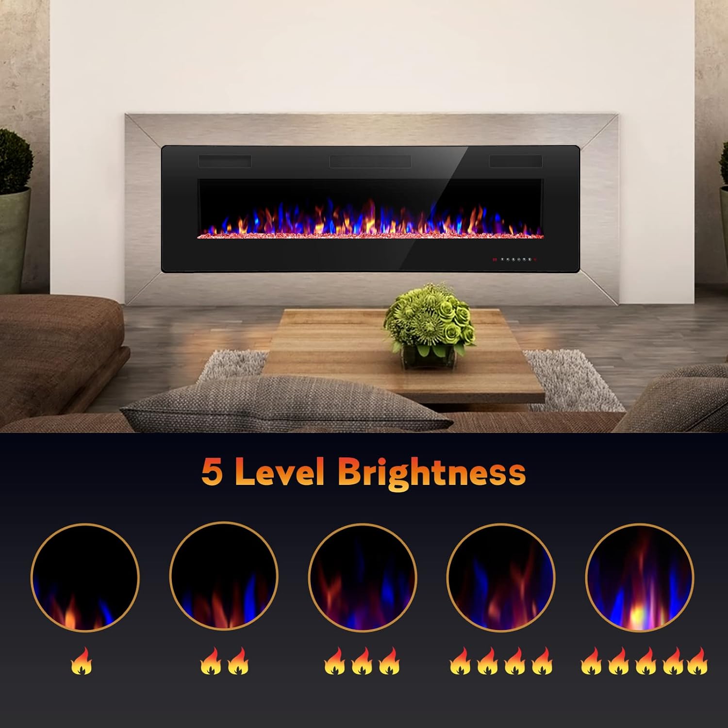 RWFLAME 50 Inch Electric Fireplace with Touch Screen and Remote