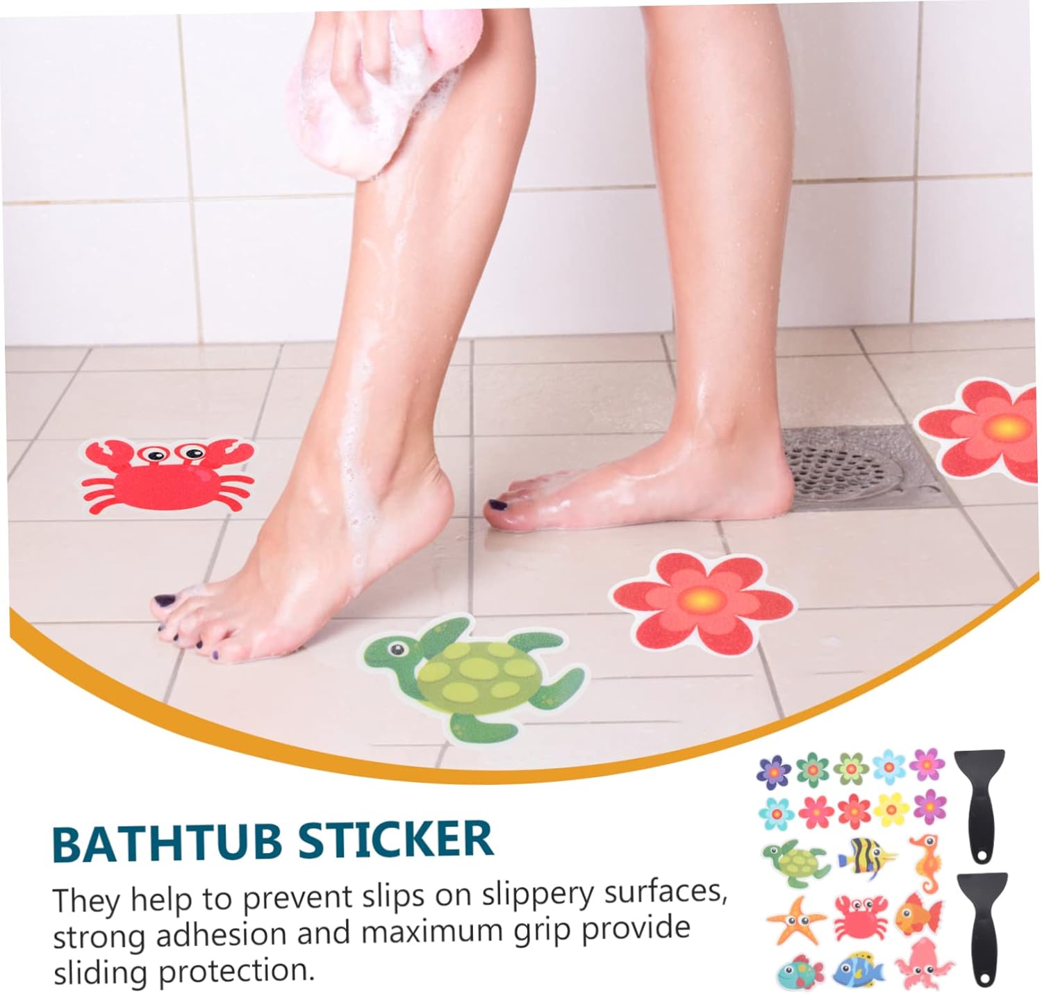 LIFKOME Non-Slip Bathtub Stickers with Animal Designs